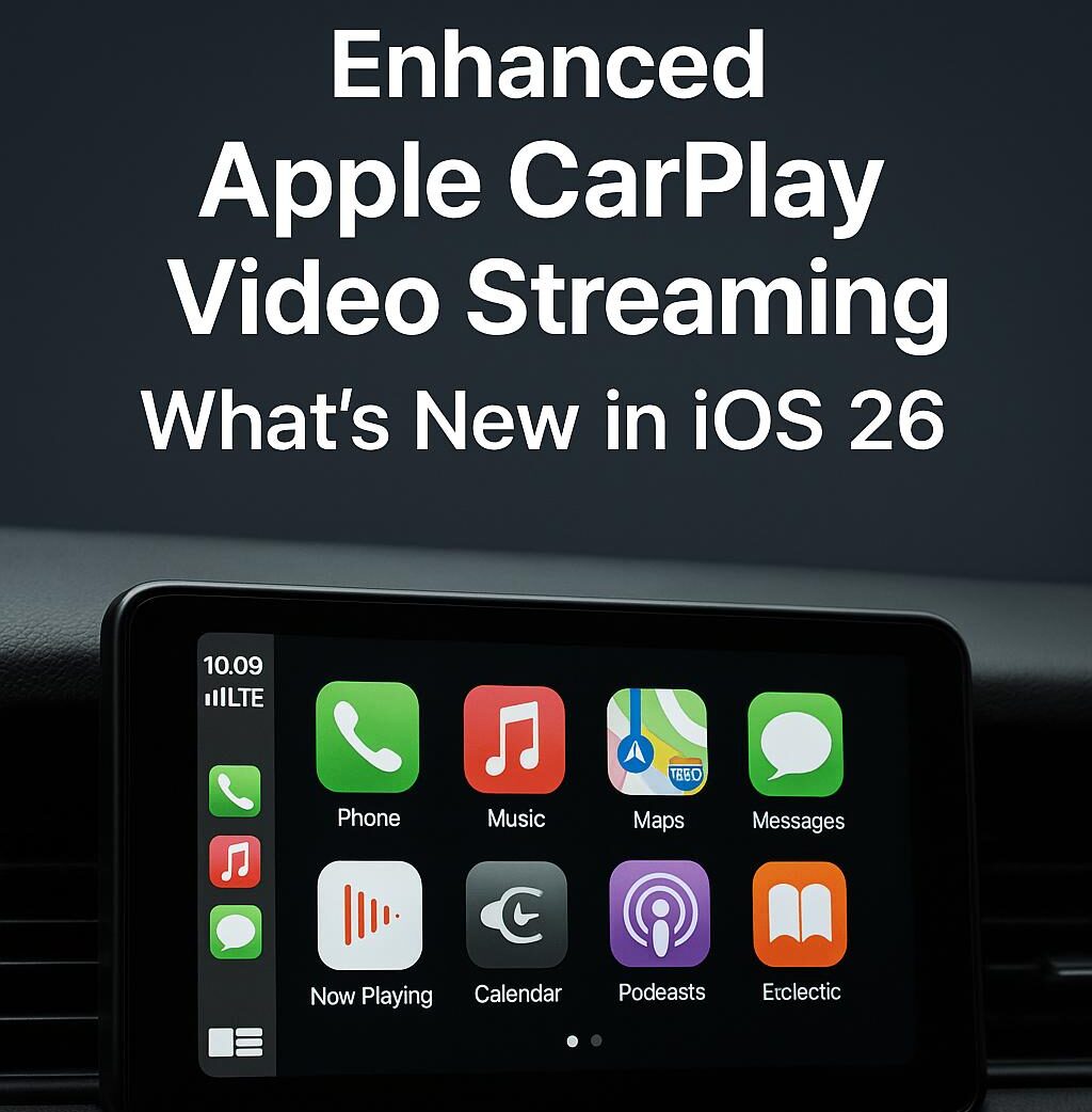 Video playback on CarPlay using Apple iOS 26
